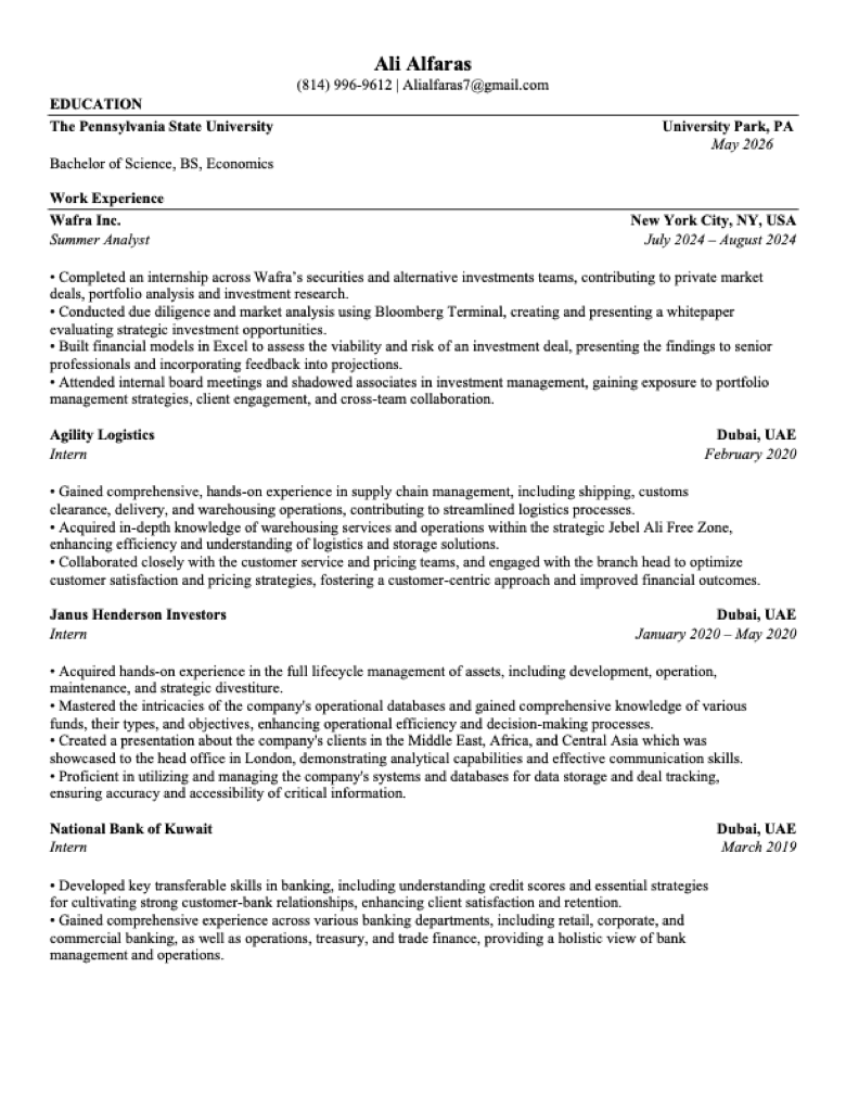 Resume — Ali Alfaras